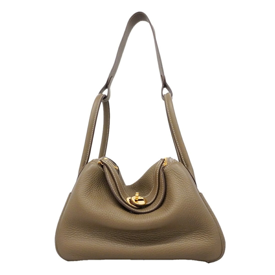 Hermes Lindy 26 handbag, Taurillon Clemence leather, Etoupe, W stamp, ladies'. (1 of 20)