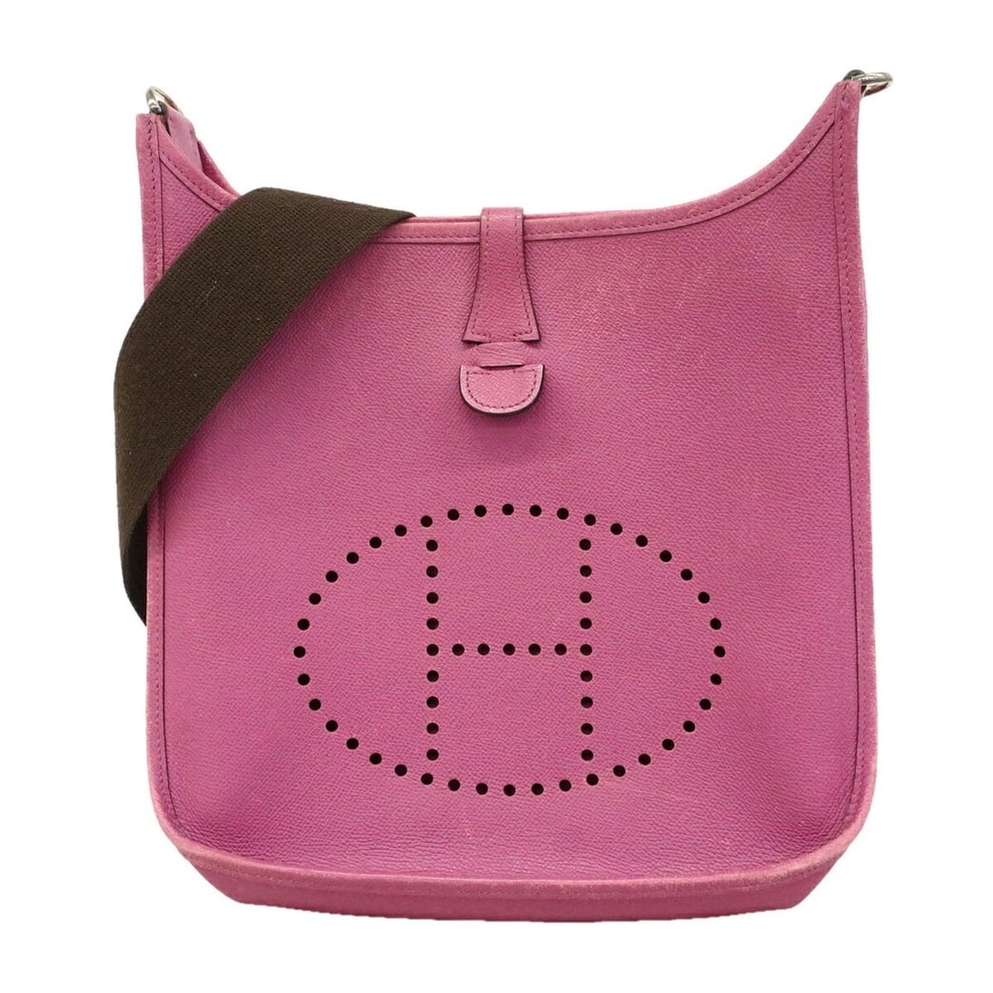 Hermes Evelyne 2PM Shoulder Bag, Veau Epsom Leather, Cyclamen Pattern, ?I Stamp, Ladies': --- Catalog ---Category: SizeSize (HxWxD): 29cm x 28cm x 8cm / 11.41'' x 11.02'' x 3.14''Category: DesignType: Shoulder bagColor: CyclamenGender: WomenMaterial: Epsom leather , Leather Hardware Color: