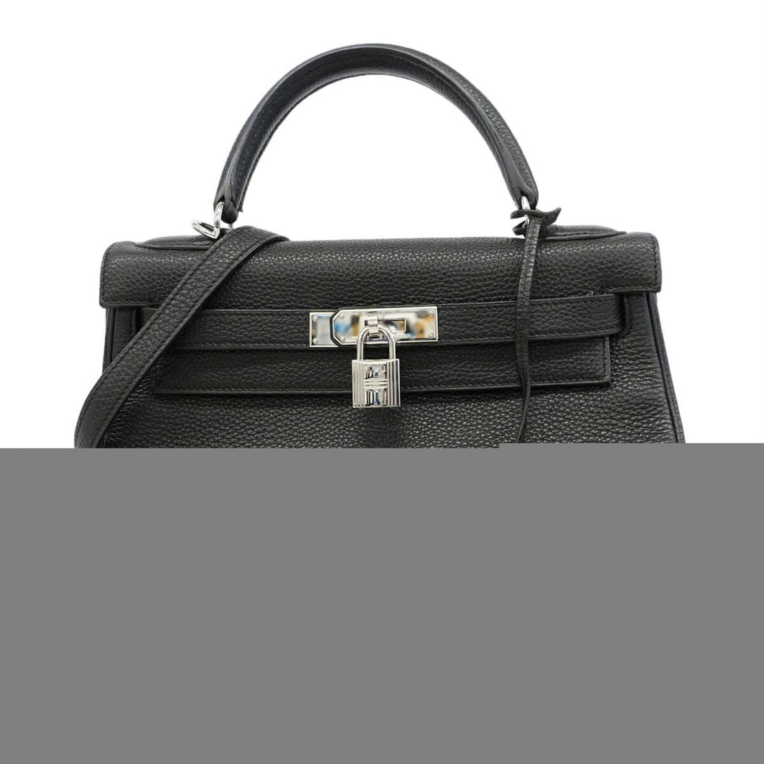 Hermes Kelly 32 Togo Black Handbag (?M stamp) 2-way bag for women: --- Catalog ---Category: SizeSize (HxWxD): 22cm x 28cm x 11.5cm / 8.66'' x 11.02'' x 4.52''Category: DesignType: HandbagColor: BlackGender: WomenMaterial: Togo leather Hardware Color: SilverCategory: 
