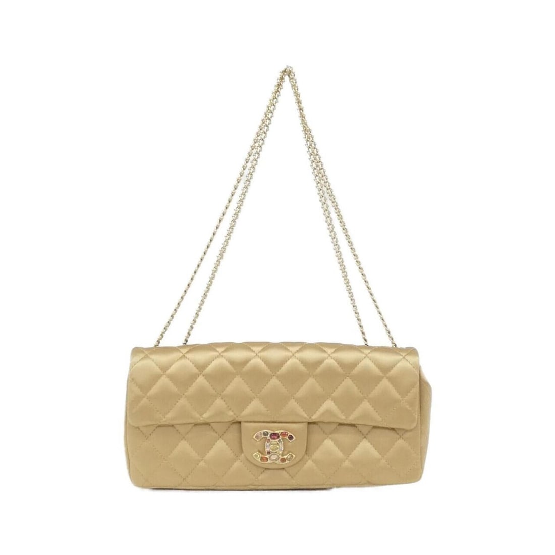 Chanel 37632 Shoulder Bag: --- Catalog ---Category: SizeSize (HxWxD): 12cm x 25cm x 5cm / 4.72'' x 9.84'' x 1.96''Category: DesignType: Shoulder bagColor: GoldGender: WomenMaterial: Satin Hardware Color: GoldCategory: GeneralMP