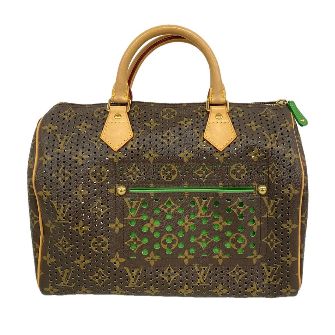 Louis Vuitton Monogram Perfo Speedy 30 Handbag M95181 Green Brown Women's: --- Catalog ---Category: SizeSize (HxWxD): 22cm x 31cm x 18cm / 8.66'' x 12.2'' x 7.08''Category: DesignType: HandbagColor: Brown, GreenGender: WomenCategory: GeneralMPN: M95181Brand: Louis Vuitton---