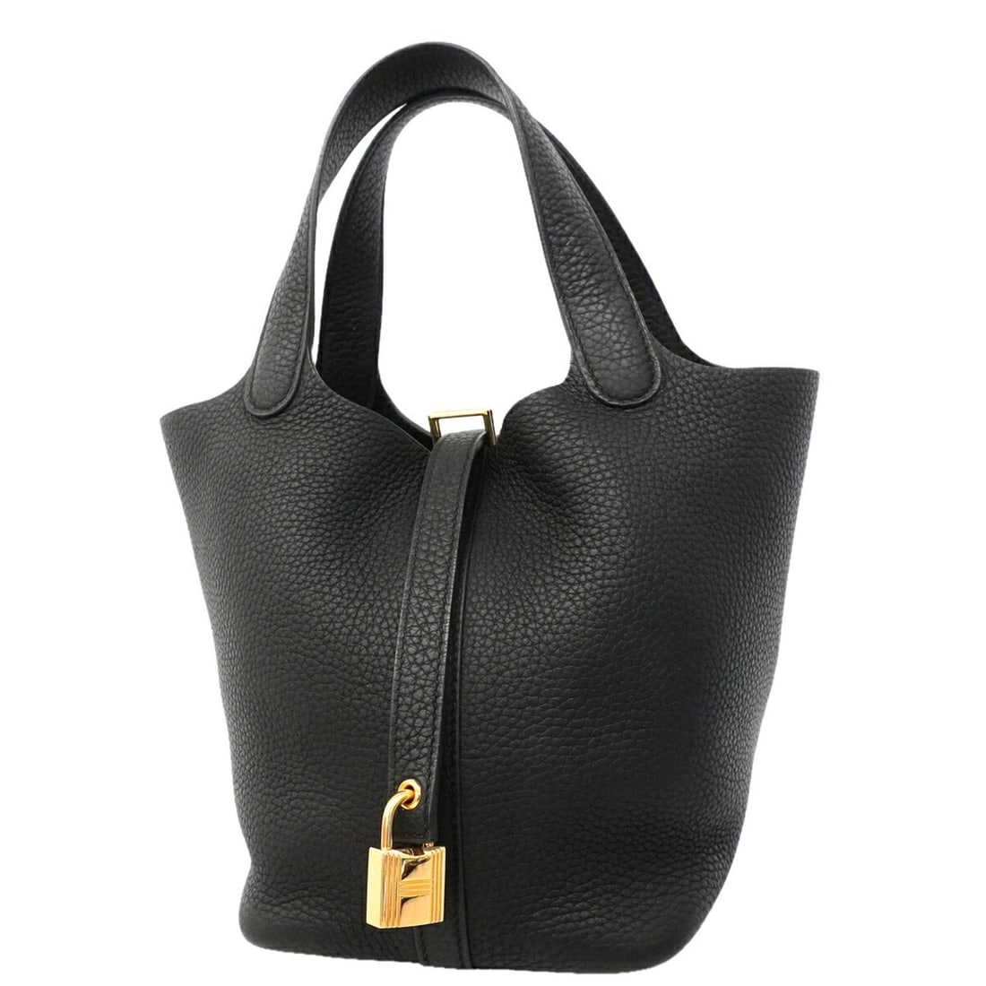 Hermes Picotin Lock PM handbag, Taurillon Clemence leather, black, Y stamp, women's.: --- Catalog ---Category: SizeSize (HxWxD): 19cm x 15cm x 18.5cm / 7.48'' x 5.9'' x 7.28''Category: DesignType: HandbagColor: BlackGender: WomenMaterial: Taurillon clemence leather Hardware Color: Gold
