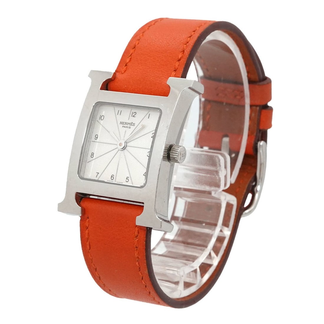 Hermes H-Watch HH1 210 Women's Watch Silver Quartz H: --- Catalog ---Category: SizeWrist Size: 13.5cm - 16cm / 5.31'' - 6.29''Case Diameter: 21mm / 0.83''Category: DesignType: WristwatchGender: WomenColor (Dial): SilverMaterial (Band): LeatherMaterial (C