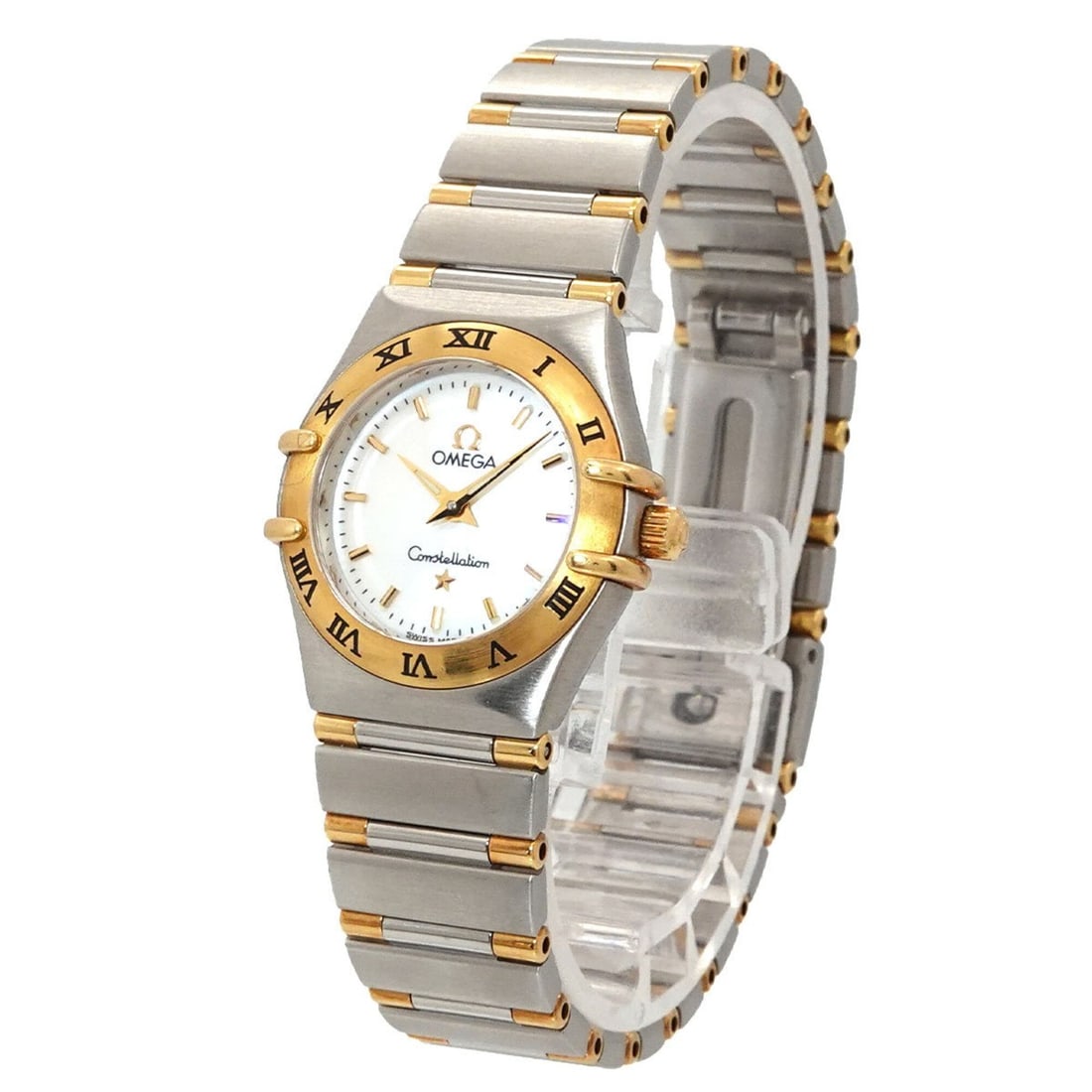 Omega Constellation Mini Combination 1362 70 Ladies' Watch White Shell YG Yellow Gold Quartz (1 of 10)