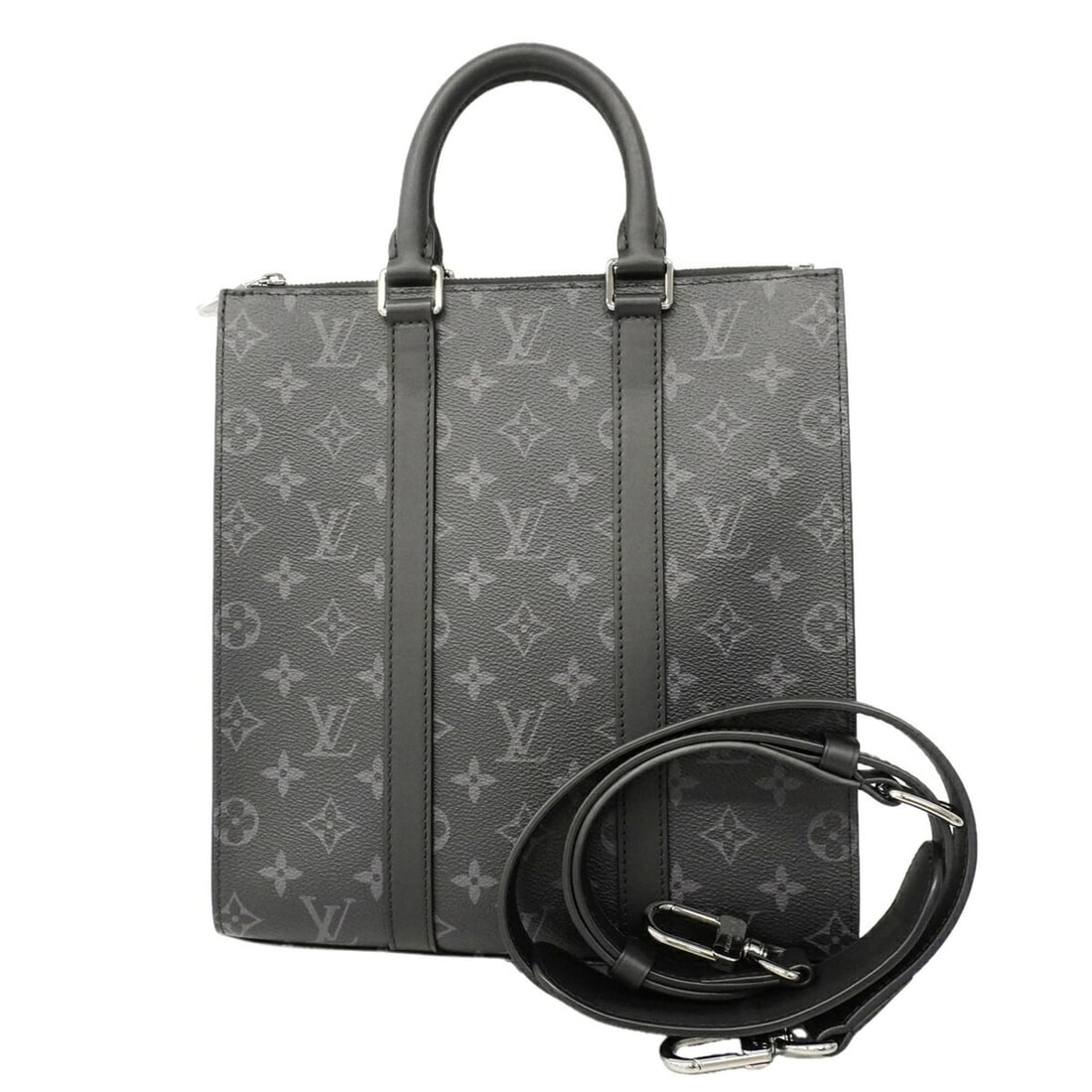 Louis Vuitton Monogram Eclipse Sac Plat Cross Handbag M46456 Black 2-way bag for men OP014183: --- Catalog ---Category: SizeSize (HxWxD): 28cm x 26cm x 4.5cm / 11.02'' x 10.23'' x 1.77''Category: DesignType: HandbagColor: BlackGender: MenCategory: GeneralMPN: M46456Brand: Louis Vuitton--- Item 