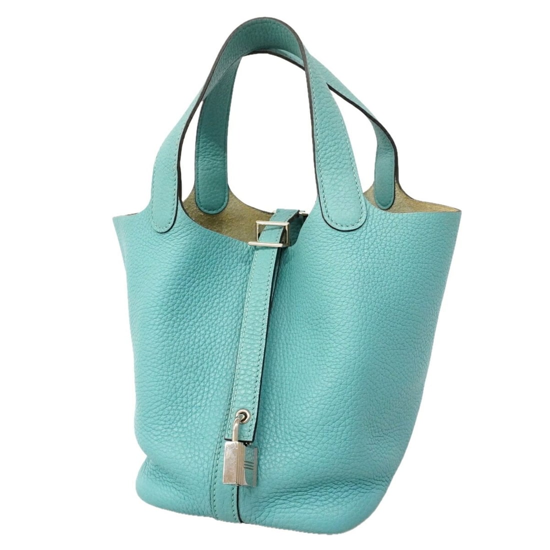 Hermes Picotin Lock PM handbag, Taurillon Clemence leather, Blue Atoll, T stamp, women's, OP013467 (1 of 10)