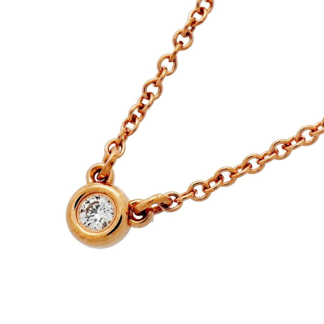 Tiffany & Co. By the Yard Necklace, 1PD (18K Pink Gold) Diamond, Women's: --- Catalog ---Category: SizePendant Size: 4.2mm x 3.6mm / 0.16'' x 0.14''Neck Circumference: 41 cm / 16.14''Category: DesignStone: DiamondGender: WomenMaterial: Pink gold (18K)Necklace Type: Necklace