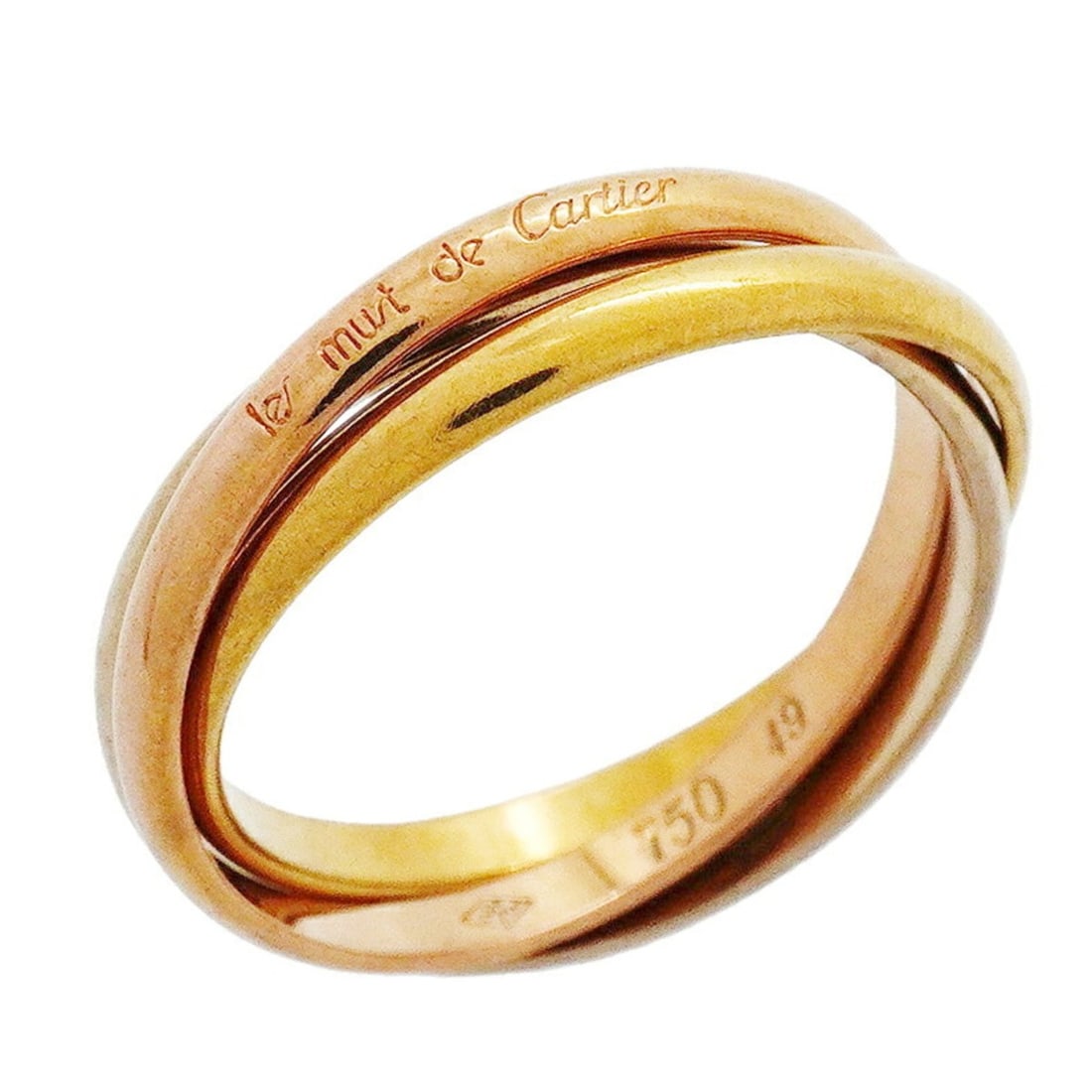 Cartier Trinity Ring XS 18K Yellow Gold (KYG), White (18KWG), Pink (18KPG) Size 49 (Women's) (1 of 9)