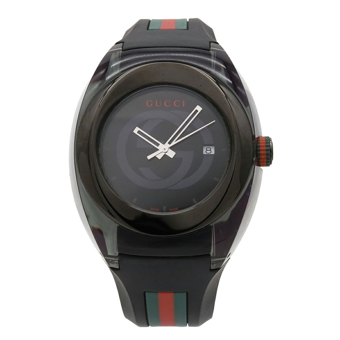 GUCCI Sync Interlocking G Sherry Grey Dial Stainless Steel Rubber Men's Quartz Watch 137.1 YA137107A (1 of 10)