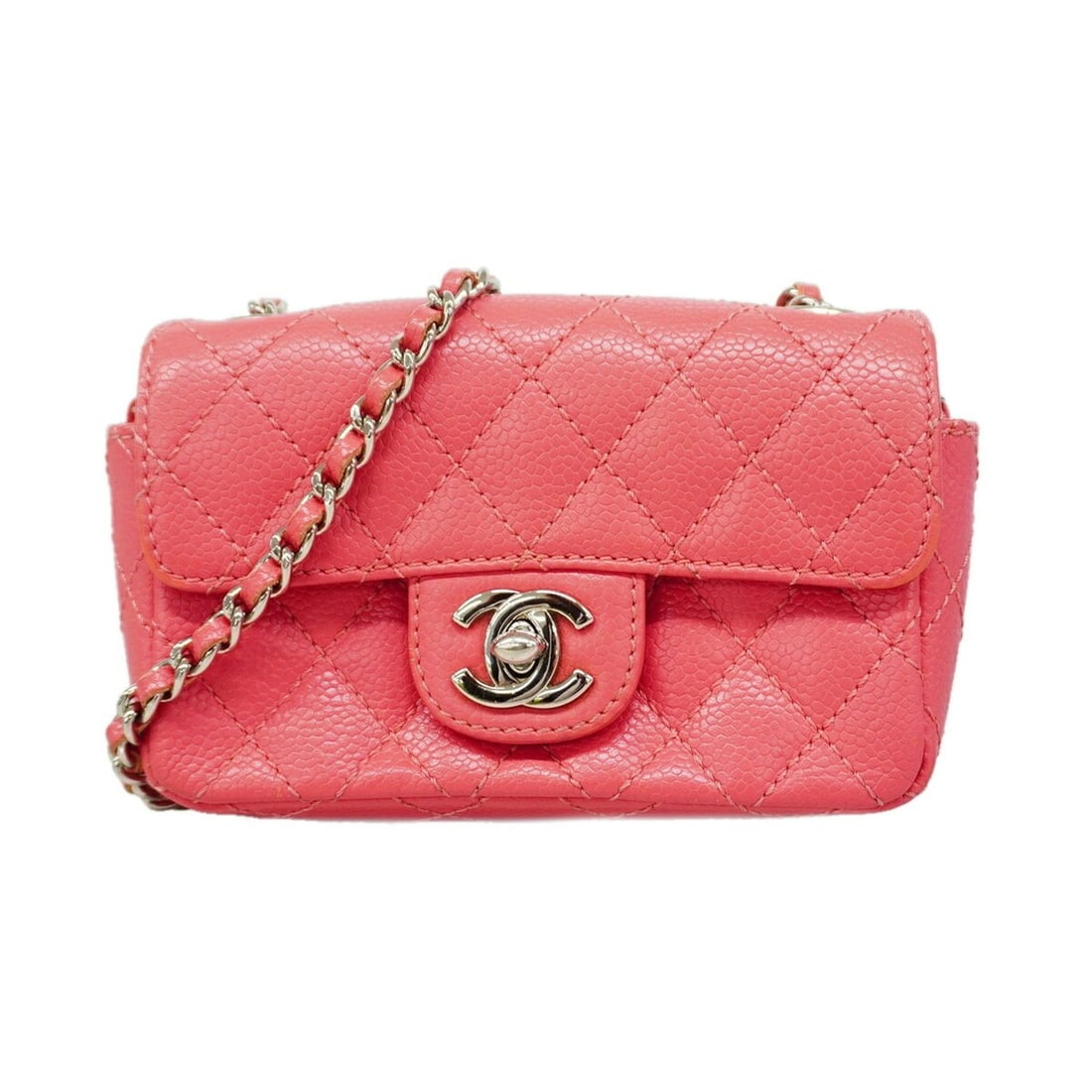 Chanel Shoulder Bag, Chain Shoulder, Mini Matelassé, Caviar Leather, Pink, Women's: --- Catalog ---Category: SizeSize (HxWxD): 9.5cm x 14cm x 4.5cm / 3.74'' x 5.51'' x 1.77''Category: DesignType: Shoulder bagColor: PinkGender: WomenMaterial: Grained Calfskin Hardware Color: SilverCat