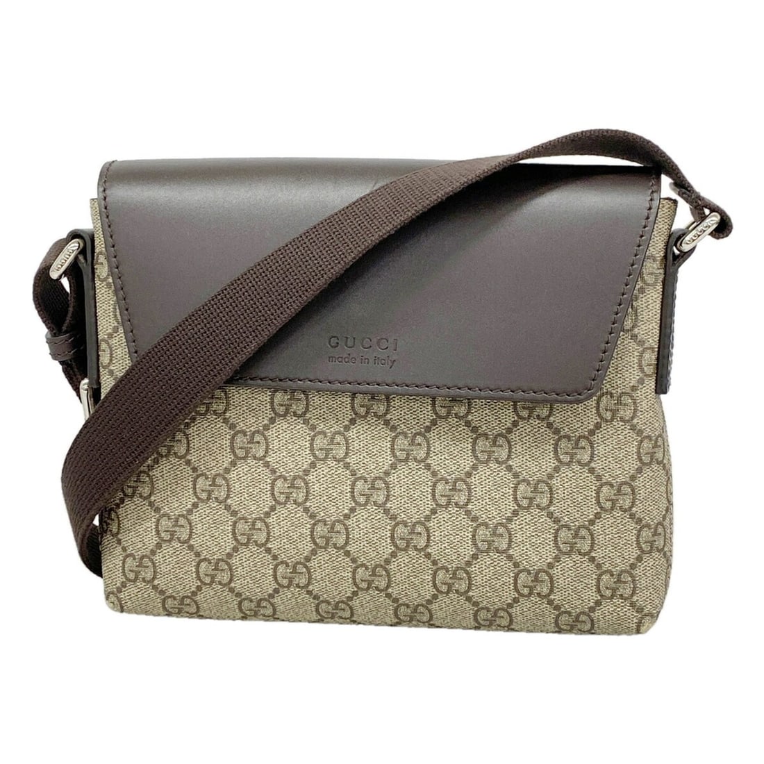 Gucci GG Supreme Shoulder Bag 406666 Brown Men's: --- Catalog ---Category: SizeSize (HxWxD): 17cm x 21cm x 3cm / 6.69'' x 8.26'' x 1.18''Category: DesignType: Shoulder bagColor: BrownGender: MenMaterial: PVC Hardware Color: SilverCategory: GeneralMPN