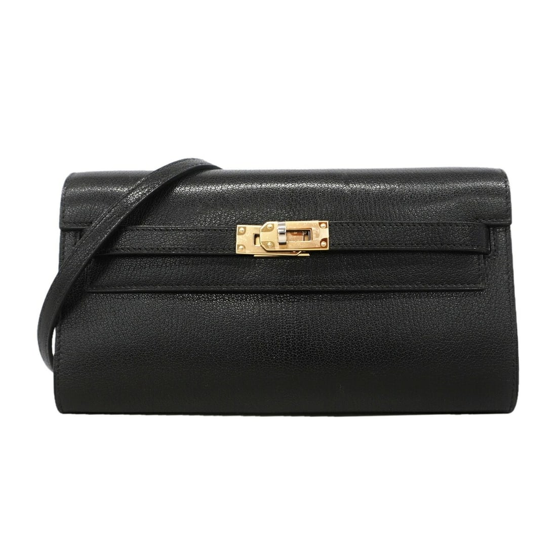 Hermes Kelly To Go Chevre Siam Kira Black Wallet/Shoulder Wallet with Electrum Hardware (Women's): --- Catalog ---Category: SizeSize (HxWxD): 11.5cm x 20.5cm x 2.5cm / 4.52'' x 8.07'' x 0.98''Category: DesignType: Chain/Shoulder walletColor: BlackGender: WomenCategory: GeneralBrand: Hermes--- Item 