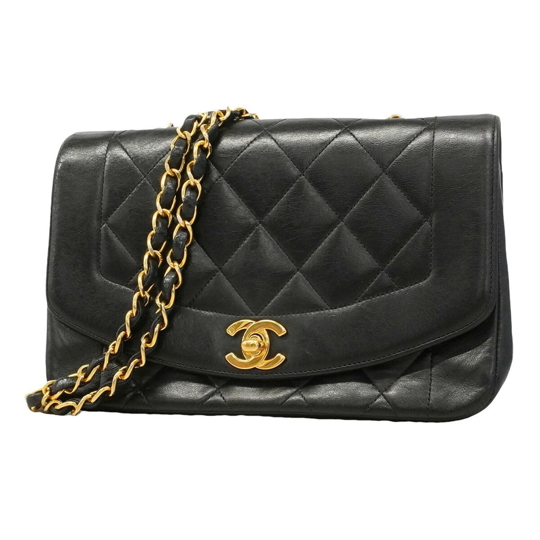Chanel Diana Chain Shoulder Bag, Lambskin, Black, Women's: --- Catalog ---Category: SizeSize (HxWxD): 14.5cm x 21cm x 7cm / 5.7'' x 8.26'' x 2.75''Category: DesignType: Shoulder bagColor: BlackGender: WomenMaterial: Leather Hardware Color: GoldLeather/Fur Typ