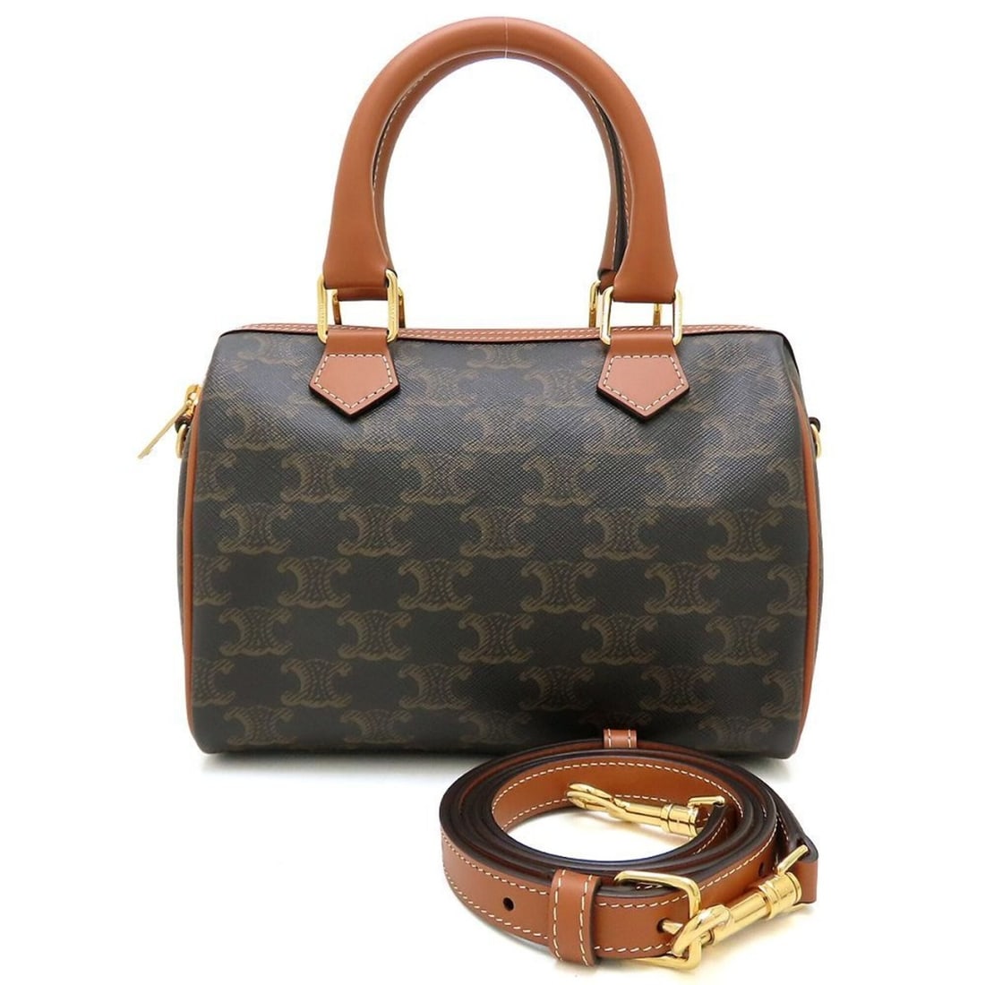 CELINE Small Boston 113772CAS.04LU Handbag with Shoulder Strap, Triomphe Tan Leather, Women's 353501: --- Catalog ---Category: SizeSize (HxWxD): 14cm x 20cm x 10cm / 5.51'' x 7.87'' x 3.93''Category: DesignType: Boston bag, HandbagColor: BrownGender: WomenMaterial: Leather , Canvas Category: GeneralBr
