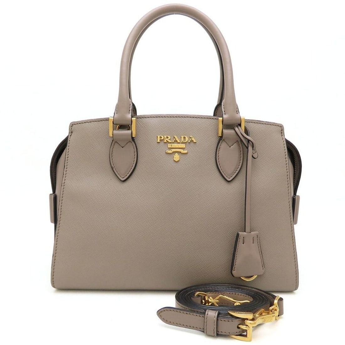 PRADA 1BA164 Shoulder Bag Handbag Saffiano Leather Greige Women's 353500 (1 of 20)