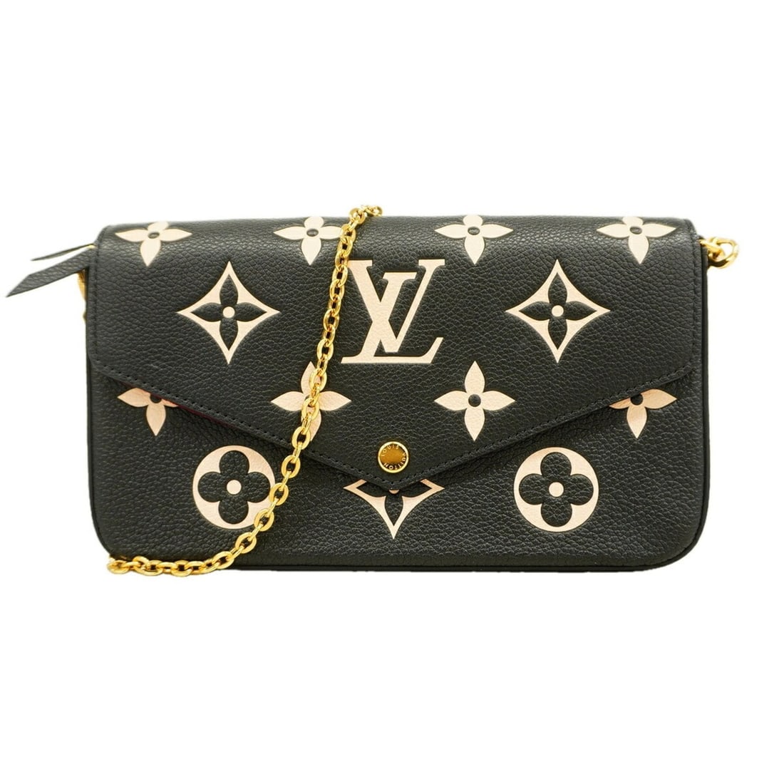 Louis Vuitton Monogram Empreinte Bicolor Pochette Felicie Wallet/Shoulder Wallet M82479 Black Beige (1 of 9)