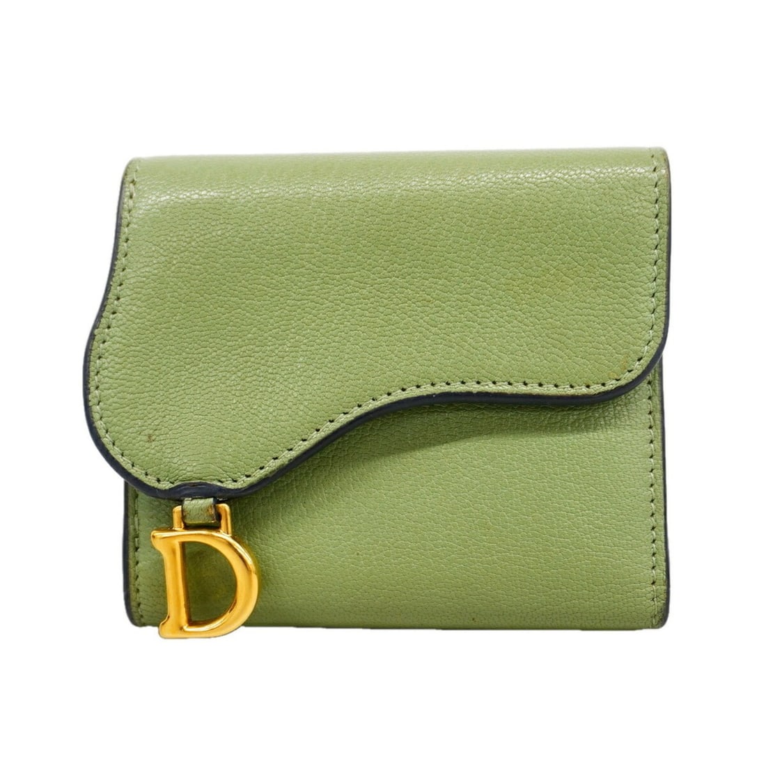 Christian Dior Tri-fold Wallet, Saddle Leather, Moss Green, Women's, OP015612: --- Catalog ---Category: SizeSize (HxWxD): 9cm x 10.5cm x 2cm / 3.54'' x 4.13'' x 0.78''Category: DesignType: Wallet (tri-fold)Color: Moss greenGender: WomenMaterial: Leather Category: GeneralBrand: C
