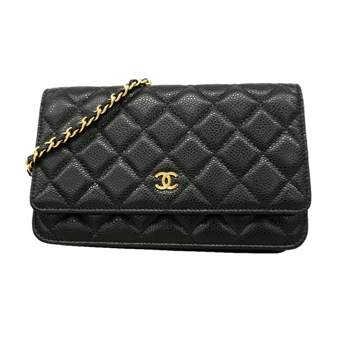 Chanel Matelassé Chain Shoulder Wallet, Caviar Leather, Black, Women's, OP014287: --- Catalog ---Category: SizeSize (HxWxD): 12cm x 18.5cm x 5cm / 4.72'' x 7.28'' x 1.96''Category: DesignType: Chain/Shoulder walletColor: BlackGender: WomenMaterial: Grained Calfskin Category: Genera