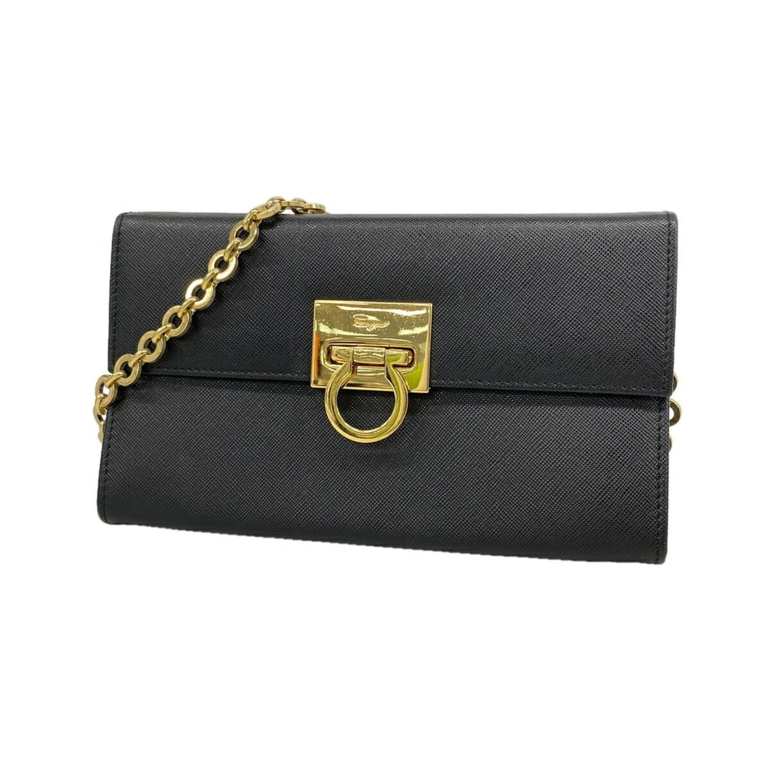 Salvatore Ferragamo Shoulder Bag, Gancini Leather, Black, Women's, P3422815: --- Catalog ---Category: SizeSize (HxWxD): 12cm x 20cm x 5.5cm / 4.72'' x 7.87'' x 2.16''Category: DesignType: Shoulder bagColor: BlackGender: WomenMaterial: Leather Hardware Color: GoldCategory: Gene