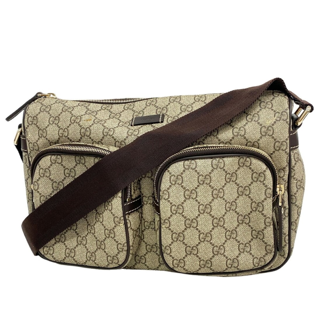 Gucci GG Supreme Shoulder Bag 246881 Brown Champagne Women's OP019924: --- Catalog ---Category: SizeSize (HxWxD): 24cm x 29cm x 9.5cm / 9.44'' x 11.41'' x 3.74''Category: DesignType: Shoulder bagColor: BrownGender: WomenMaterial: PVC Hardware Color: Champagne goldCategor