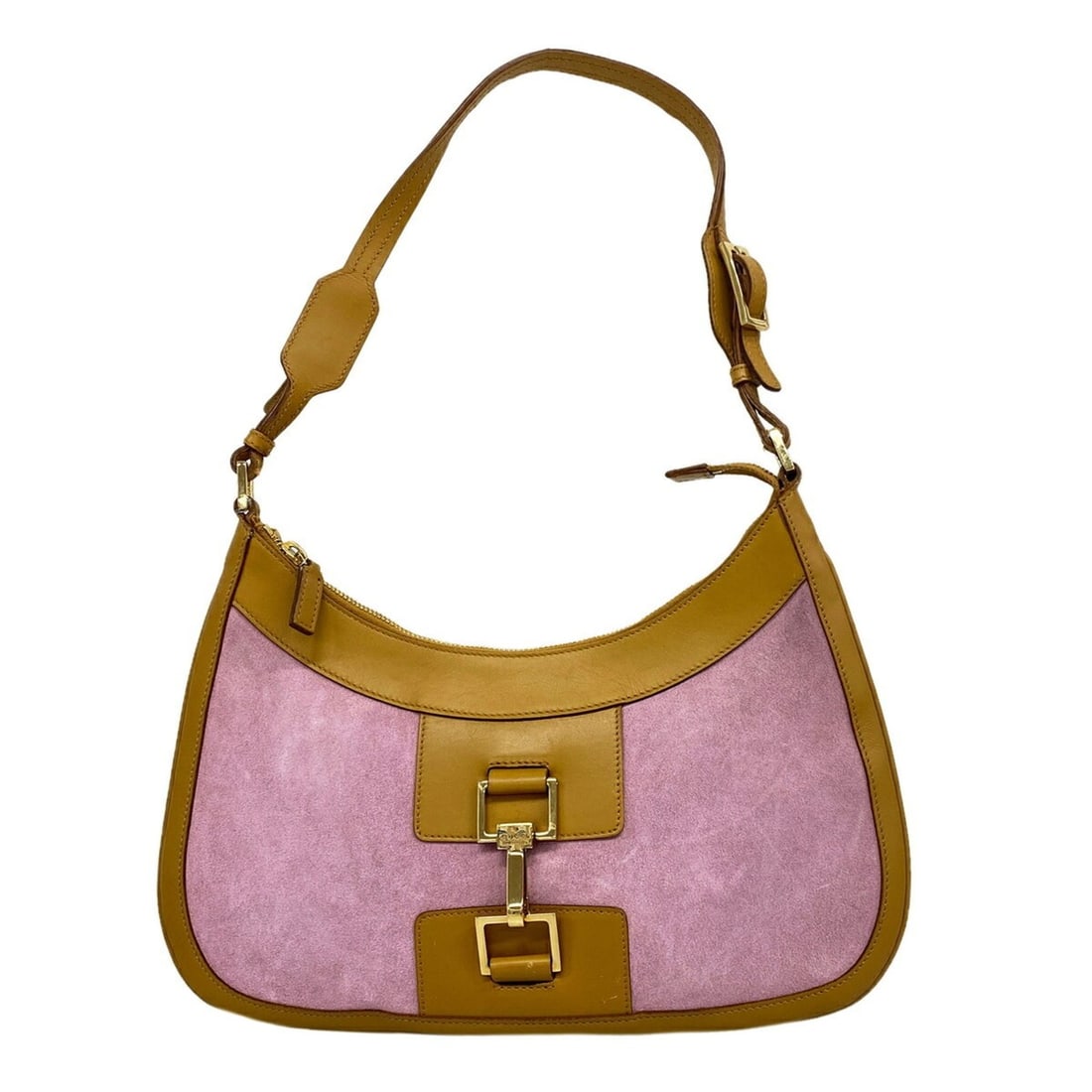 Gucci Jackie Shoulder Bag 001 4128 Suede Brown Pink Women's OP019914: --- Catalog ---Category: SizeSize (HxWxD): 16cm x 28cm x 1.5cm / 6.29'' x 11.02'' x 0.59''Category: DesignType: Shoulder bagColor: Brown, PinkGender: WomenMaterial: Suede Hardware Color: GoldCategory:
