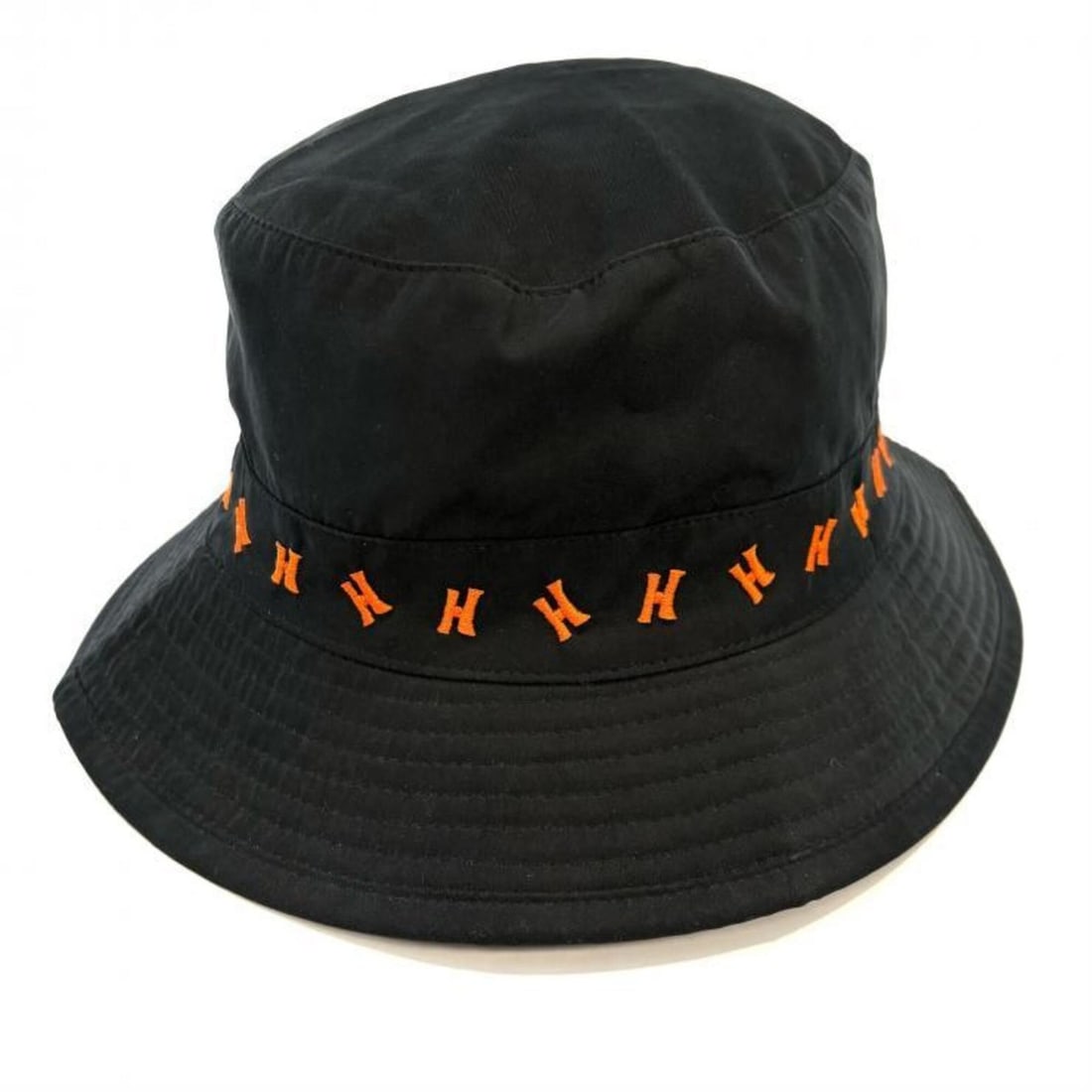 Hermes #58 H Logo Bucket Hat, Black/Orange: --- Catalog ---Category: DesignType: Bucket hatColor: Black, OrangeGender: Women,MenMaterial: Polyester , Nylon , Acetate Category: GeneralBrand: HermesCategory: MeasurementsCircumference: 58cm / 22.8