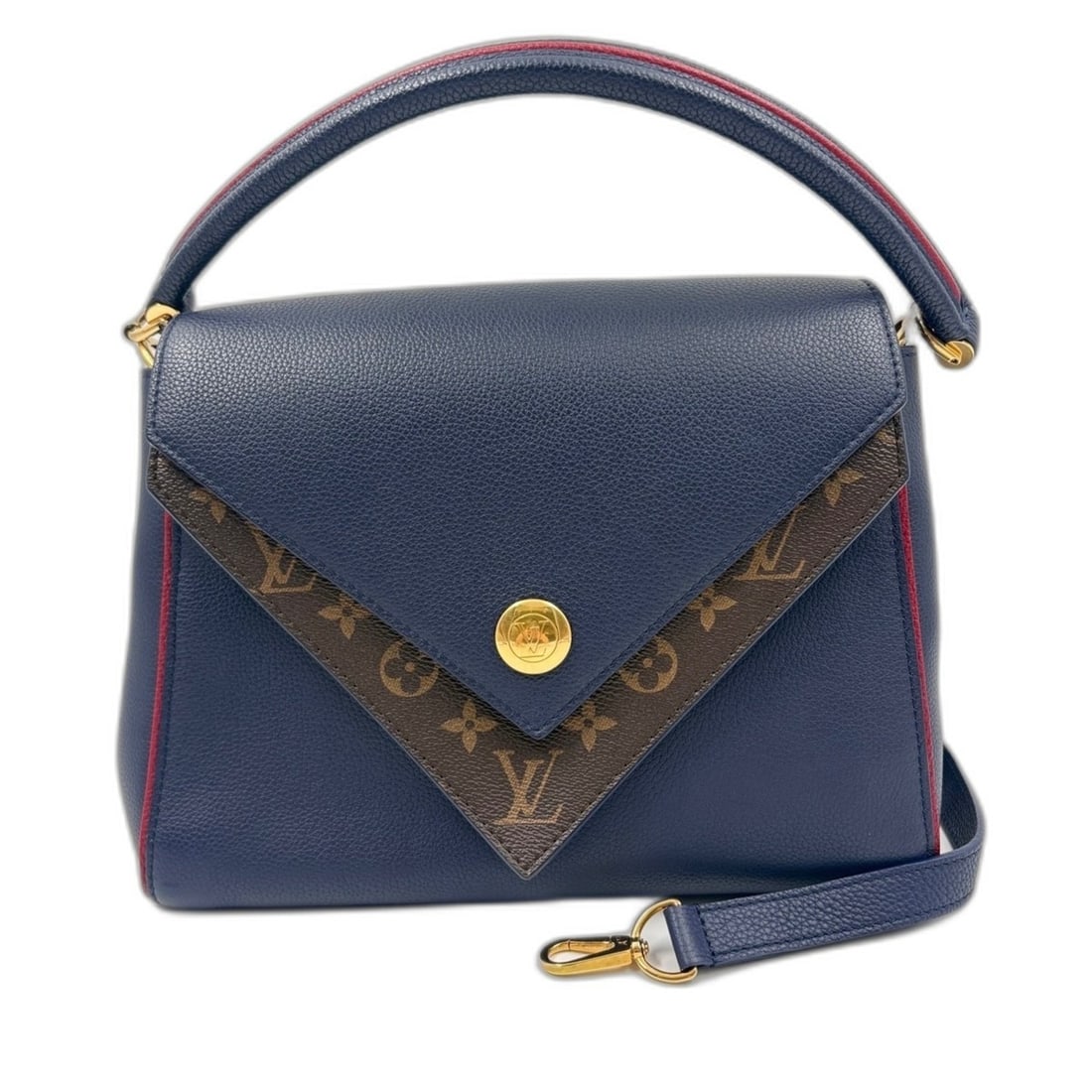 LOUIS VUITTON Double V Handbag, Blue: --- Catalog ---Category: SizeHandle Drop: 10.00cm / 3.94''Size (HxWxD): 23cm x 28cm x 16cm / 9.05'' x 11.02'' x 6.29''Strap Length: 85cm - 95cm / 33.46'' - 37.4''Category: DesignType: HandbagColor: Bl