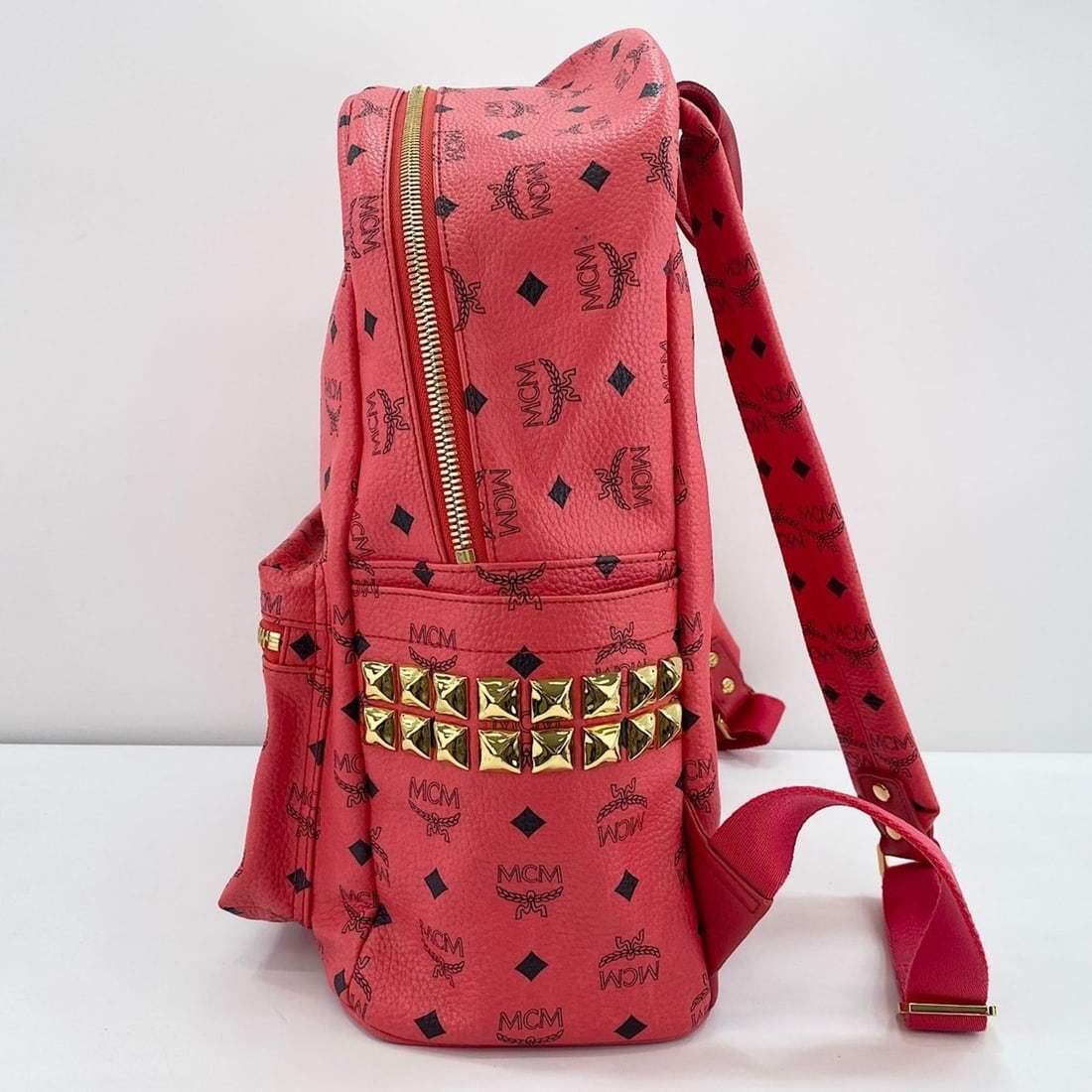 MCM Studded Backpack Pink - 5
