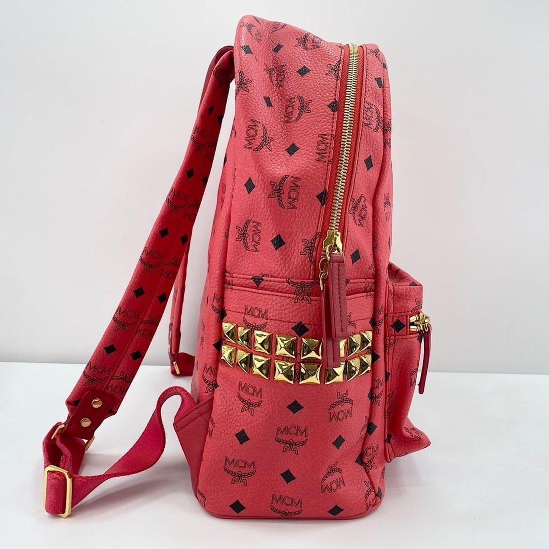MCM Studded Backpack Pink - 6