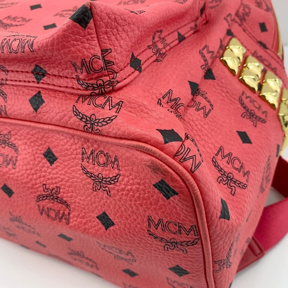 MCM Studded Backpack Pink - 8