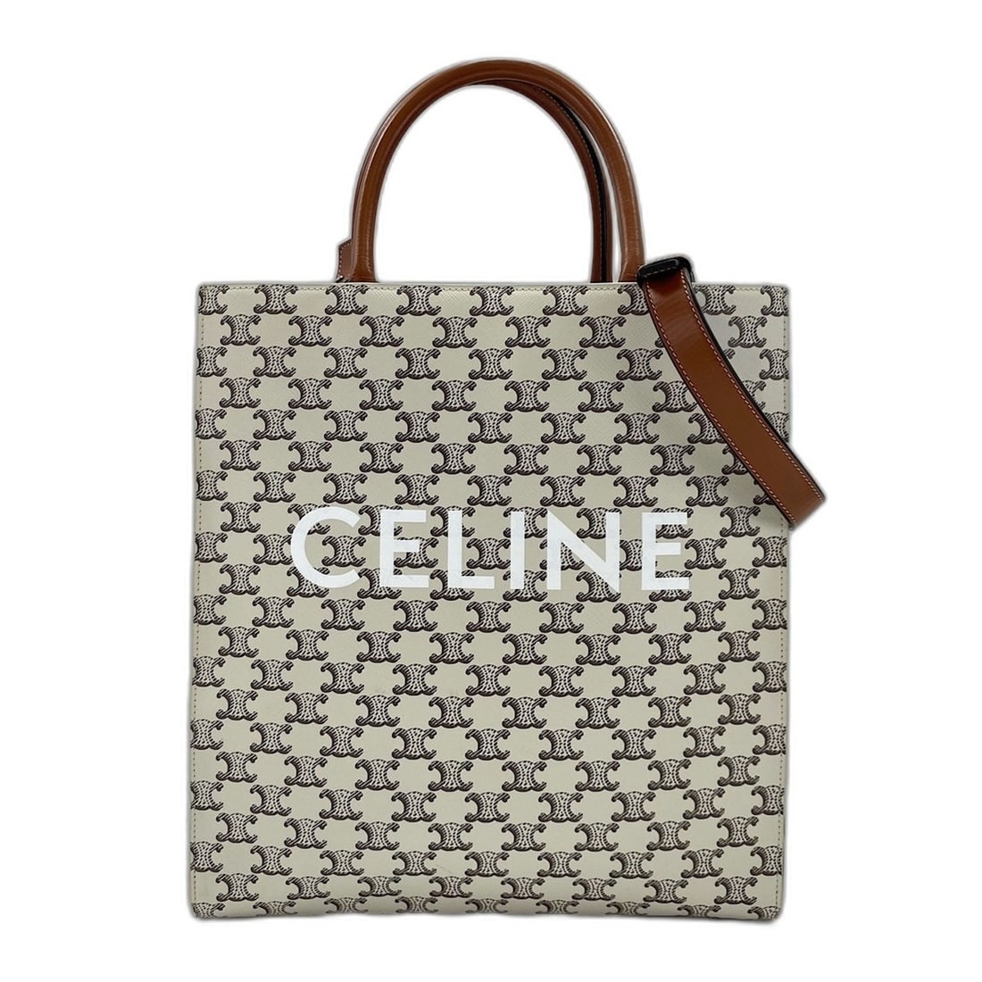 CELINE Vertical Cabas Medium Handbag Shoulder Bag Triomphe Tote White (1 of 12)