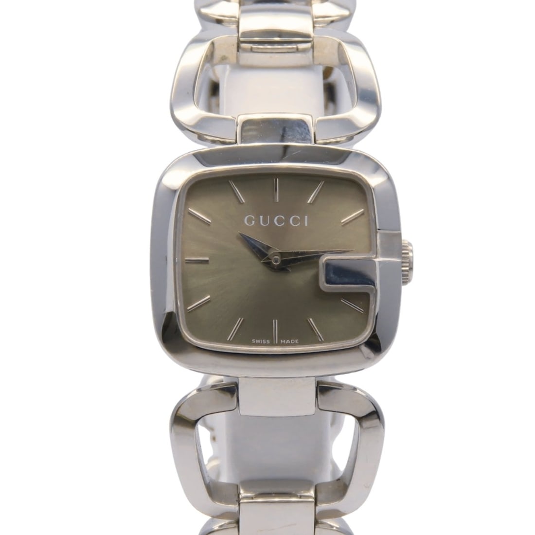 Gucci G Collection 125.5 Stainless Steel Watch, Silver Dial, Brown Sunray Square, Ladies' Watch (1 of 20)