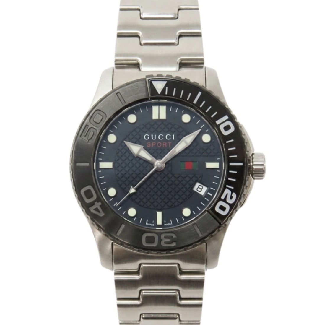Gucci Sport Watch 126.2 YA126249 G-Timeless SS Silver Black Dial Men's GUCCI: --- Catalog ---Category: SizeWrist Size: 17cm / 6.69''Case Diameter: 44mm / 1.73''Category: DesignType: WristwatchGender: MenColor (Dial): BlackMaterial (Band): Stainless steelMaterial (Case): Stainle