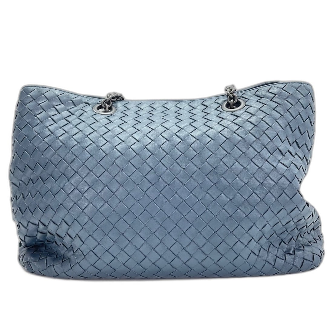 BOTTEGA VENETA Intrecciato Chain Tote Bag Handbag Navy (1 of 16)