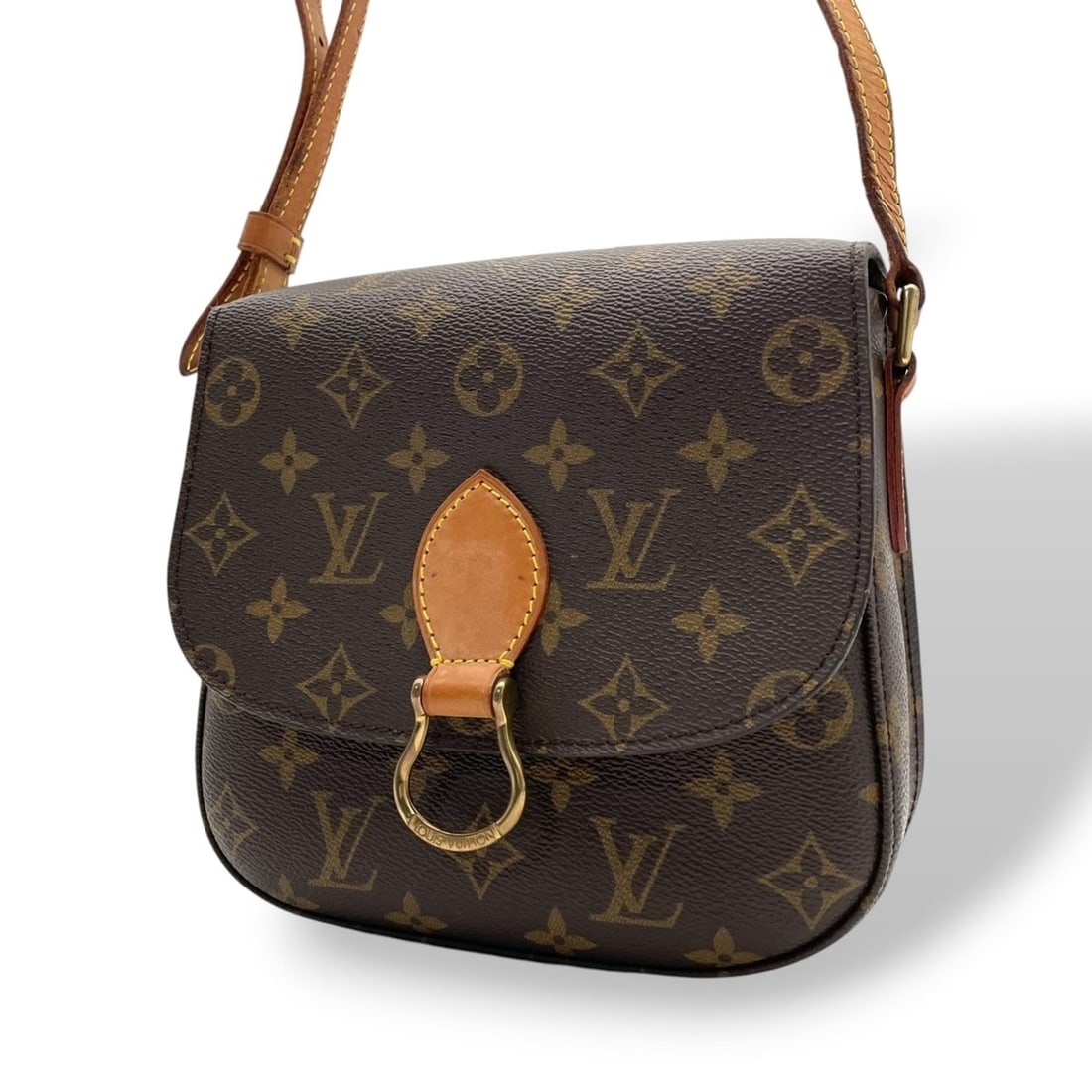 LOUIS VUITTON Saint Cloud PM Monogram Shoulder Bag, Crossbody Pouch, Flap, Leather, Brown, Gold: --- Catalog ---Category: SizeSize (HxWxD): 17cm x 19cm x 6cm / 6.69'' x 7.48'' x 2.36''Category: DesignType: Pochette, Shoulder bagColor: BrownGender: WomenMaterial: PVC , Leather Category:
