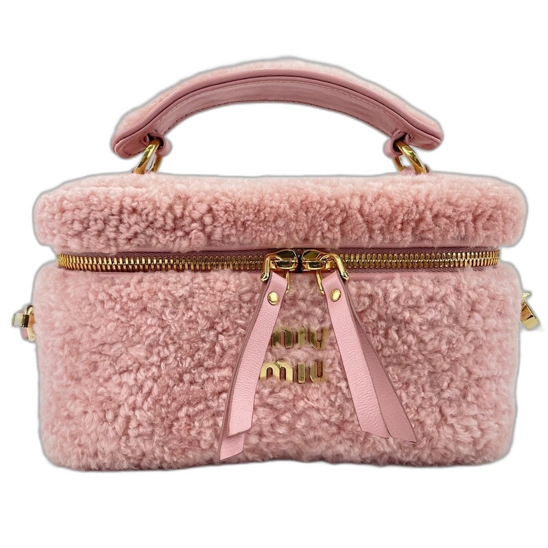 Miu Miu Miu Vanity Case Handbag Shoulder Bag Pink: --- Catalog ---Category: SizeHandle Drop: 6.00cm / 2.36''Size (HxWxD): 12cm x 22cm x 10cm / 4.72'' x 8.66'' x 3.93''Strap Length: 105cm - 125cm / 41.33'' - 49.21''Category: DesignType: Handbag, Vanity