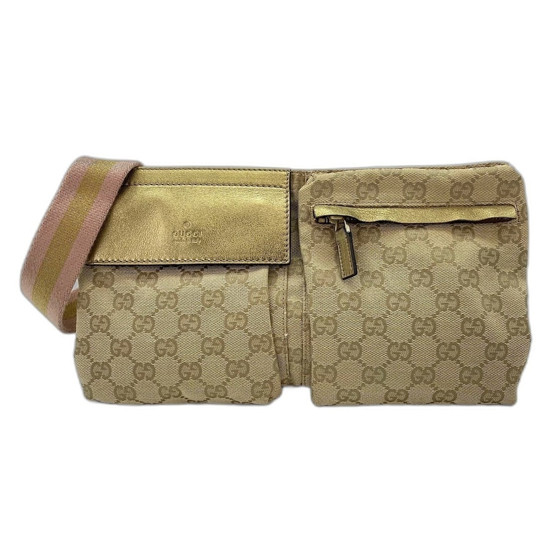 GUCCI waist bag, beige: --- Catalog ---Category: SizeSize (HxWxD): 17cm x 30cm x 1cm / 6.69'' x 11.81'' x 0.39''Strap Length: 87cm / 34.25''Category: DesignType: Fanny packColor: BeigeGender: WomenOuter Pocket: Belt Category