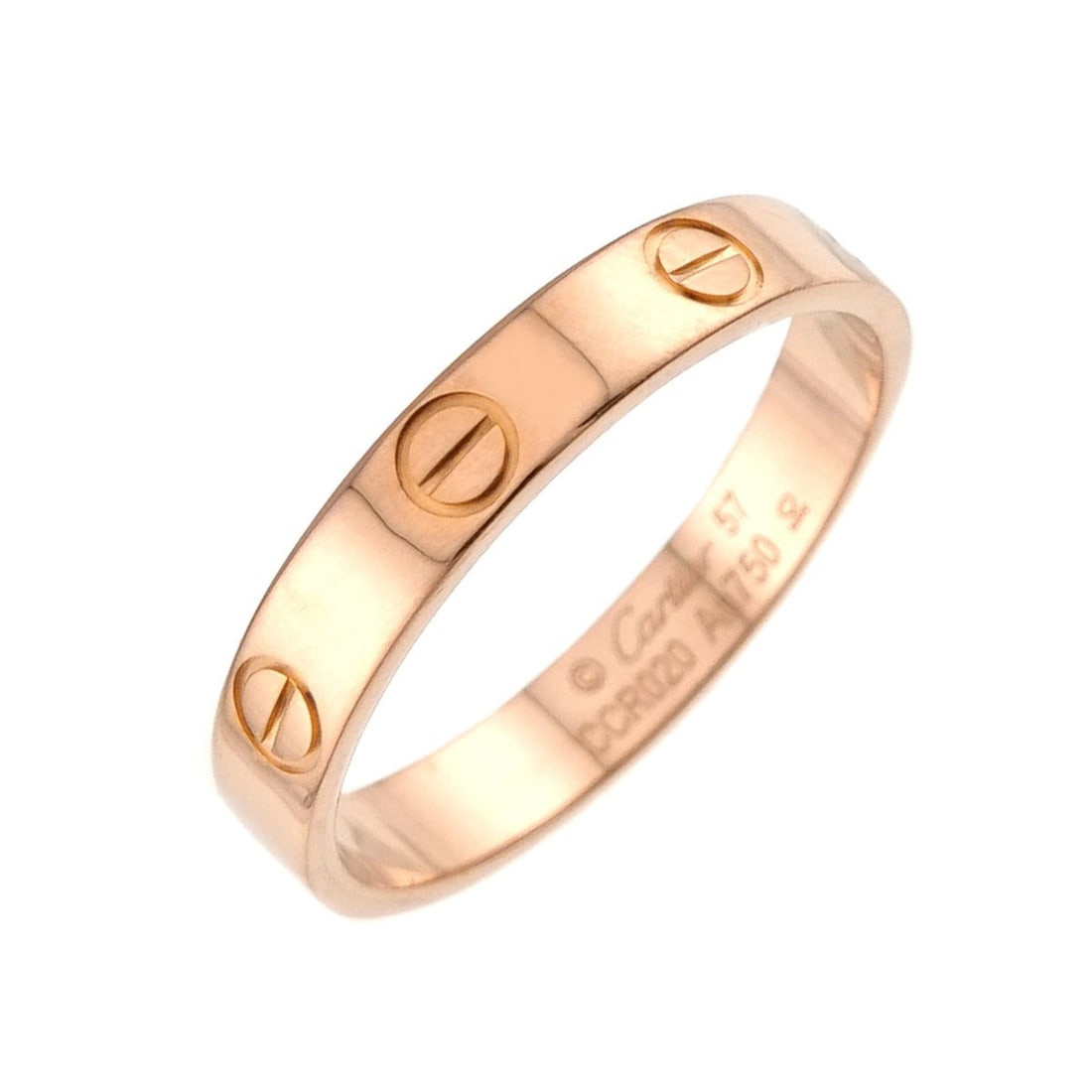 Cartier Mini Love Ring #57, 18K PG Pink Gold 750.: --- Catalog ---Category: SizeUS Size: 8.5Brand Size: 57Category: DesignType: Band ringGender: MenMaterial: Pink gold (18K)Category: GeneralBrand: Cartier--- Item List ---Section: ConditionRanking: Ran