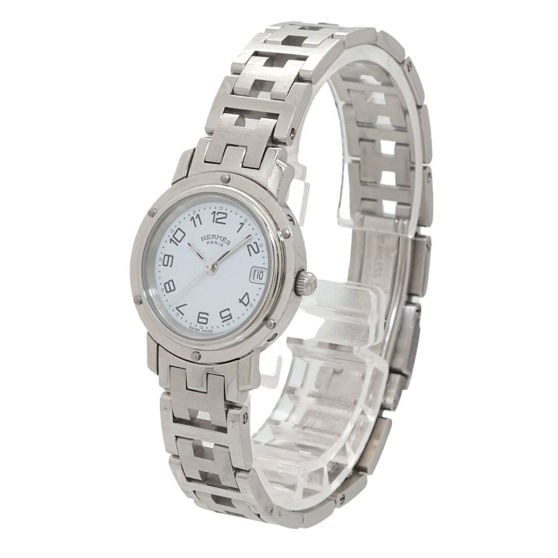 Hermes Clipper CL4 210 Women's Watch, Date Display, White Quartz Watch (1 of 11)