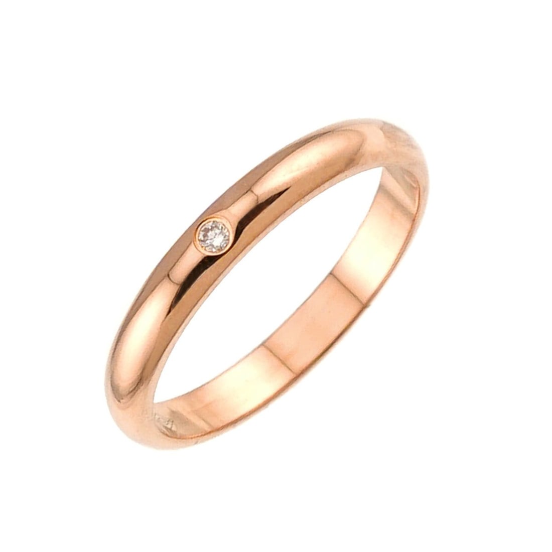 Cartier 1895 Classic Ring #49, 1 Diamond, 18K Pink Gold (750): --- Catalog ---Category: SizeUS Size: 5Brand Size: 49Category: DesignType: Band ringGender: WomenMaterial: Pink gold (18K)Category: GeneralBrand: Cartier--- Item List ---Section: ConditionRanking: Ran