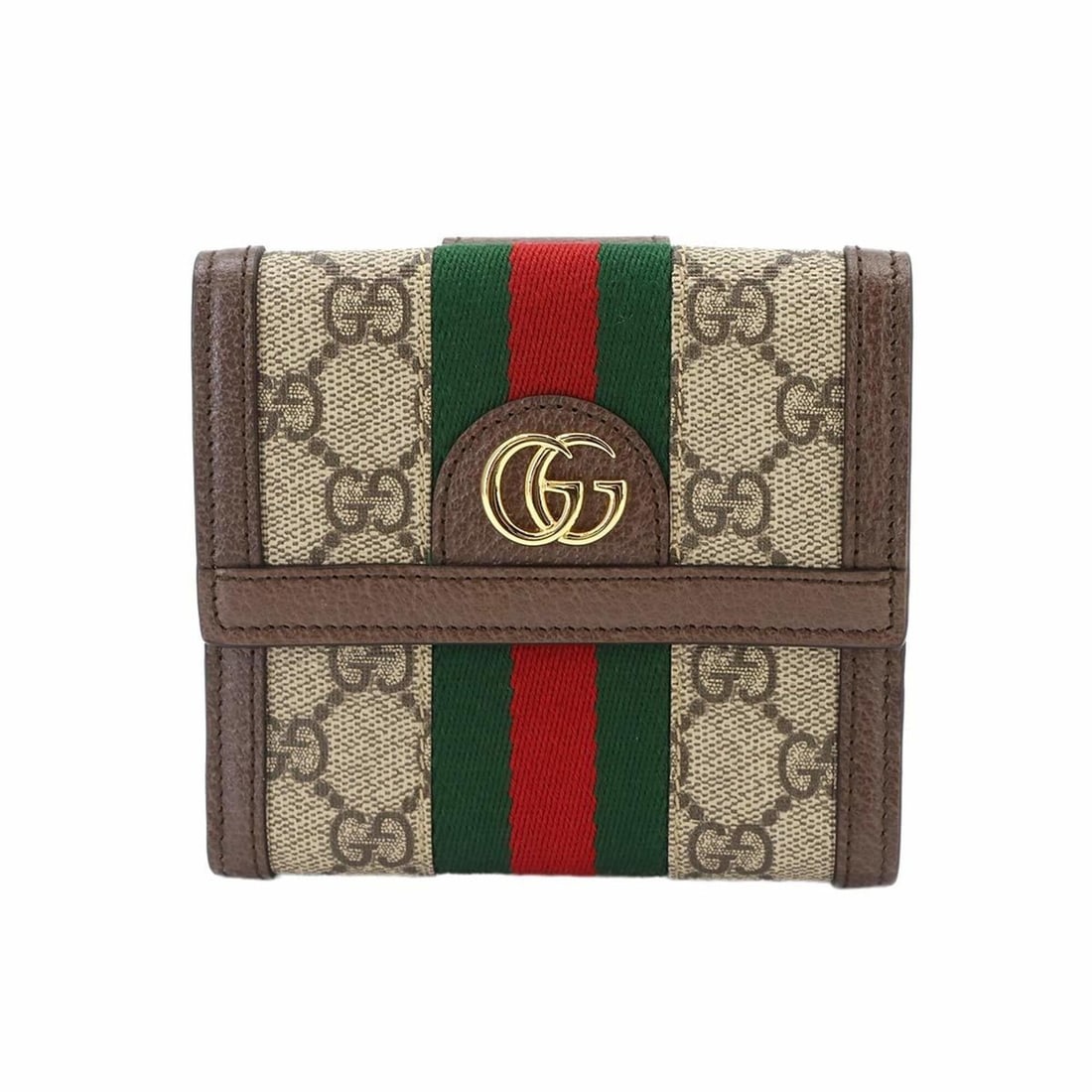 Gucci Ophidia Bi-fold Wallet, GG Supreme Canvas Leather, Beige Brown, 523173, Gold Hardware: --- Catalog ---Category: SizeSize (HxWxD): 11cm x 12cm x 3cm / 4.33'' x 4.72'' x 1.18''Category: DesignType: Wallet (bi-fold)Color: Beige, BrownGender: WomenMaterial: GG Supreme , Leather Category: Ge
