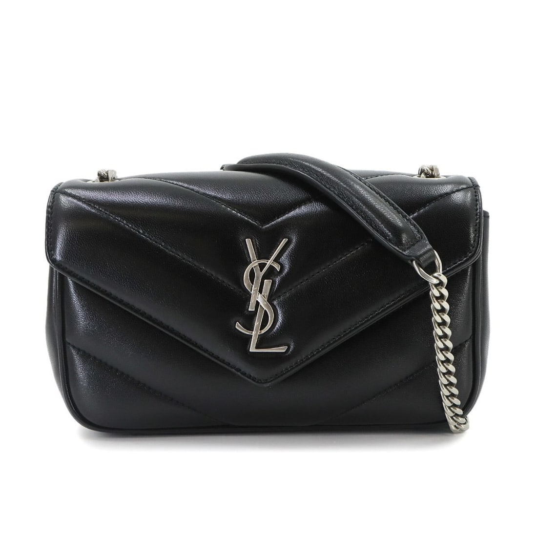Saint Laurent Loulou Mini Chain Shoulder Bag, Leather, Black, 821749, Silver Hardware: --- Catalog ---Category: SizeSize (HxWxD): 12cm x 19cm x 5cm / 4.72'' x 7.48'' x 1.96''Category: DesignType: Handbag, Shoulder bagColor: BlackGender: WomenMaterial: Leather Category: GeneralMPN: 82174