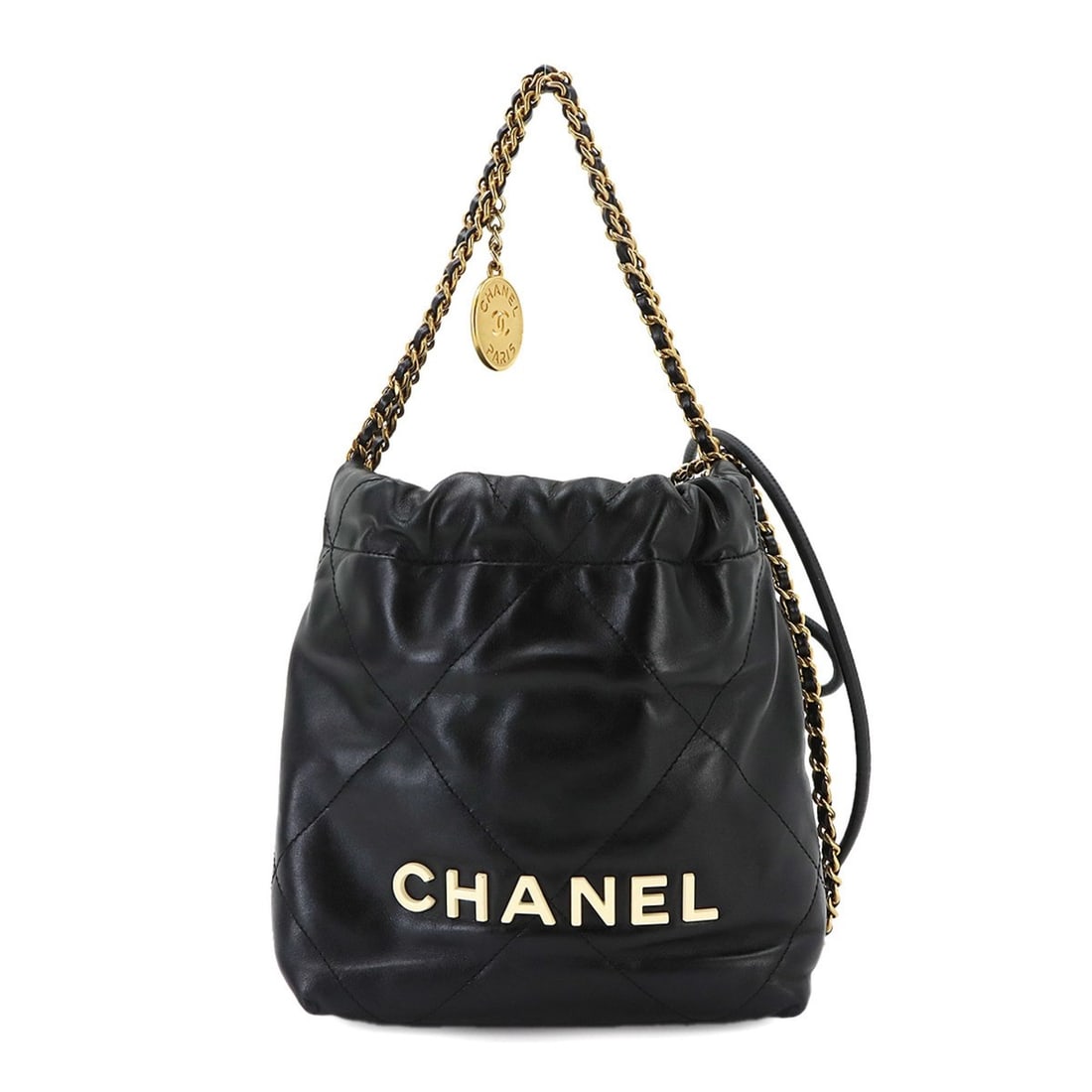 Chanel 22 Mini 2-way Chain Hand/Shoulder Handbag, Calfskin, Black AS3980: --- Catalog ---Category: SizeSize (HxWxD): 18.5cm x 17cm x 5.5cm / 7.28'' x 6.69'' x 2.16''Category: DesignType: Handbag, Shoulder bagColor: BlackGender: WomenMaterial: Leather Leather/Fur Type: Calfs