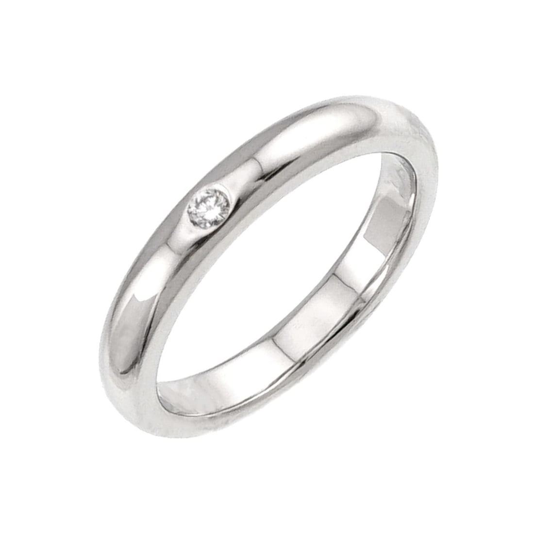 Tiffany & Co. Stacking Band Ring with 1 Diamond, Platinum.: --- Catalog ---Category: SizeJP Size: 4.5US Size: 3Category: DesignType: Band ringGender: WomenMaterial: Platinum 950Category: GeneralBrand: Tiffany--- Item List ---Section: ConditionRanking: Rank SA 