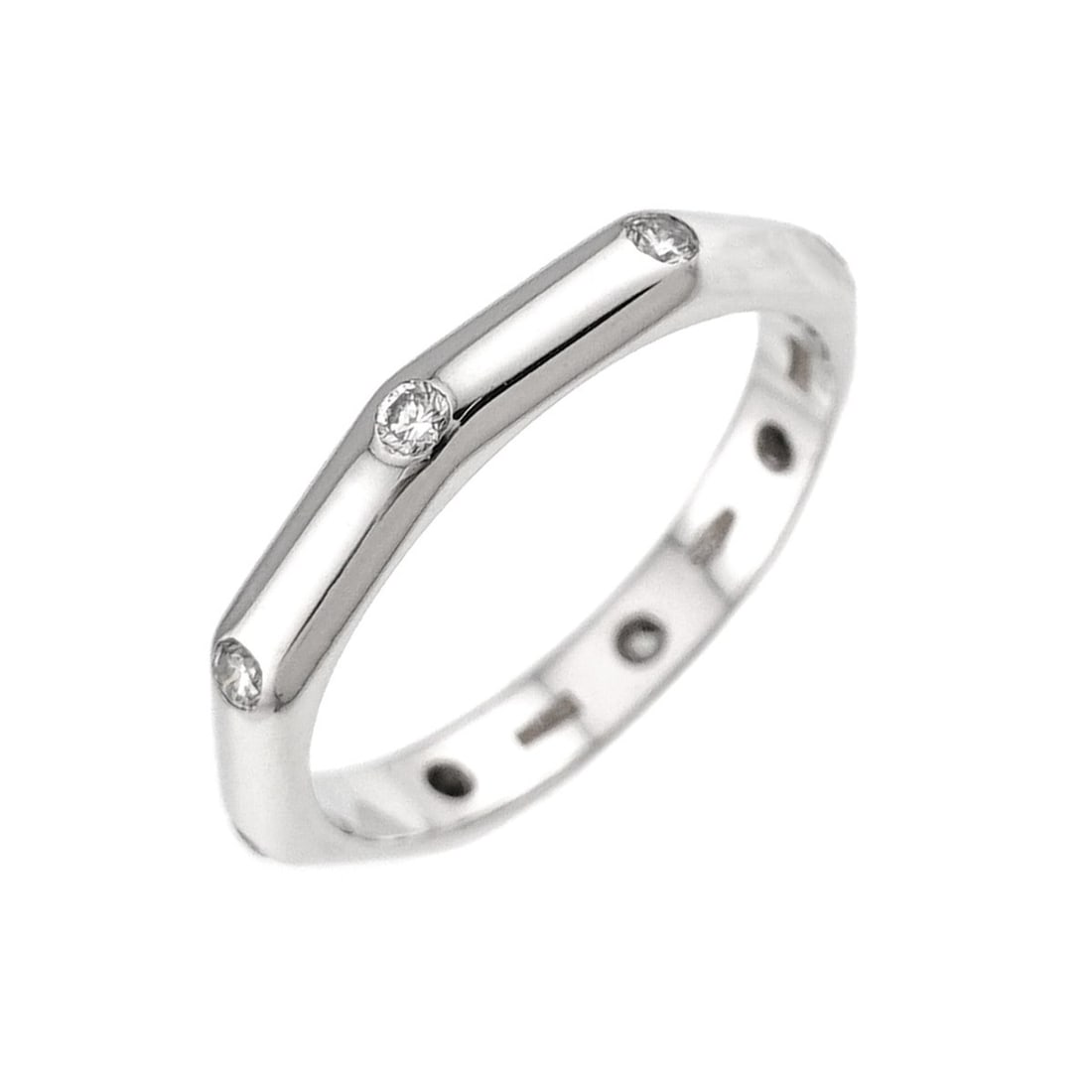 Bvlgari Bulgari Octagonal Ring with 8 Diamonds, 18K White Gold (750): --- Catalog ---Category: SizeJP Size: 8.5US Size: 4.5Category: DesignType: Band ringGender: WomenMaterial: White gold (18K)Category: GeneralBrand: Bvlgari--- Item List ---Section: ConditionRanking: Ra