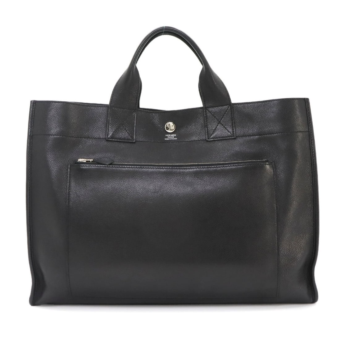 Hermes Sac Berlant Handbag, Evergrain Leather, Black, ?K Stamp, Silver Hardware: --- Catalog ---Category: SizeSize (HxWxD): 27cm x 40cm x 11cm / 10.62'' x 15.74'' x 4.33''Category: DesignType: HandbagColor: BlackGender: WomenMaterial: Evergrain leather Category: GeneralBrand: Herm