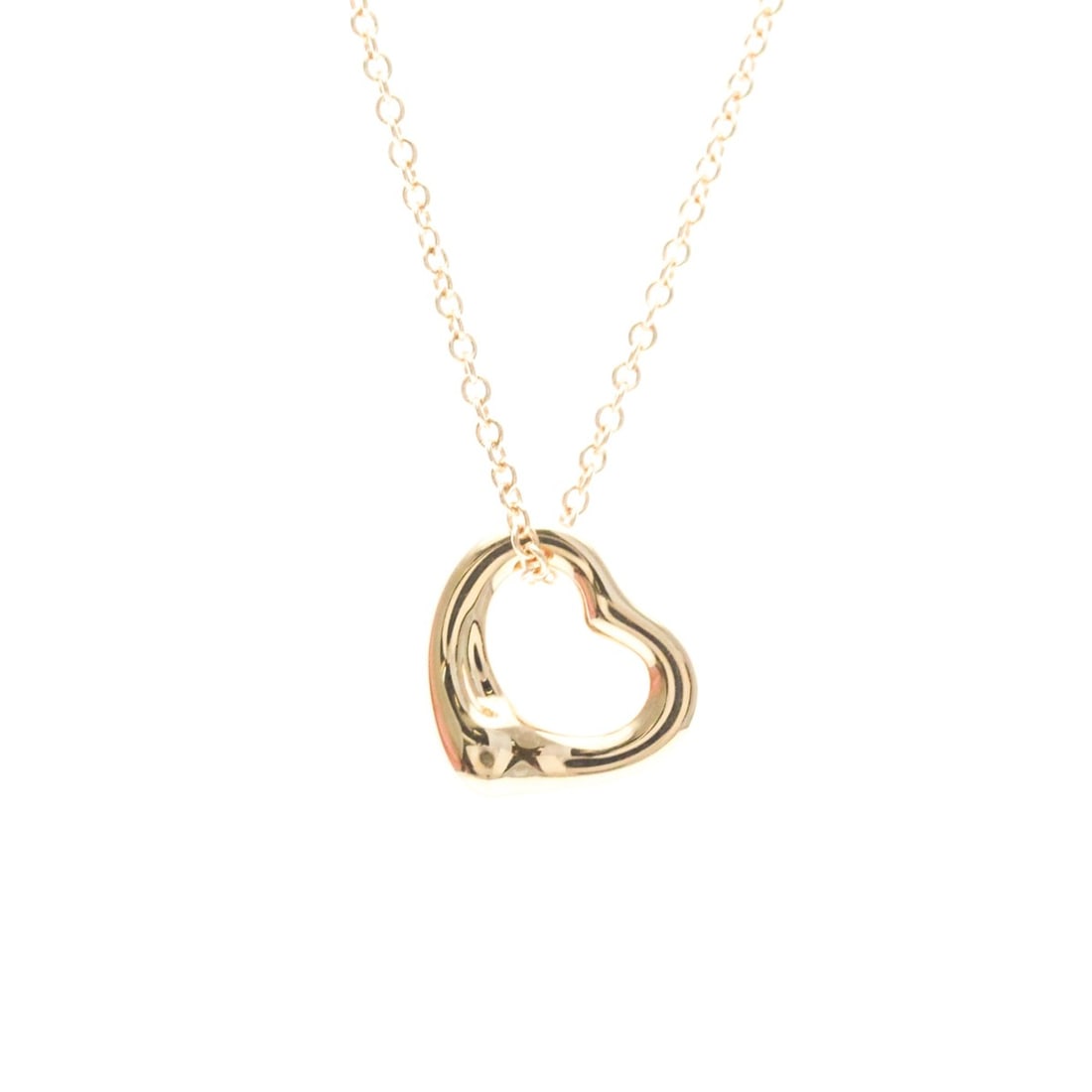 Tiffany Open Heart Necklace Pink Gold (18K) No Stone Men,Women Fashion Necklace (Pink Gold): --- Catalog ---Category: SizeWeight: 3g / 0.1oz.Pendant Size: 10mm x 11mm / 0.39'' x 0.43''Neck Circumference: 40.5 cm / 15.94''Category: DesignColor: Pink goldMetal: GoldStone: No StoneStyle: Fashion
