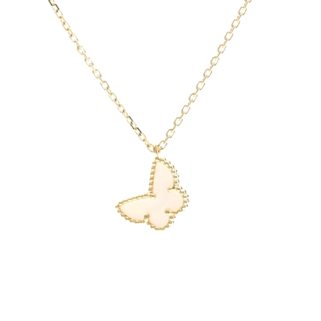 Van Cleef & Arpels Sweet Alhambra Papillon Necklace Yellow Gold (18K) Mother Of Pearl Women,Unisex: --- Catalog ---Category: SizeWeight: 2.9g / 0.1oz.Pendant Size: 8.2mm x 10.8mm / 0.32'' x 0.42''Neck Circumference: 38 cm - 40 cm / 14.96'' - 15.74''Category: DesignColor: GoldMetal: GoldStone: Mother