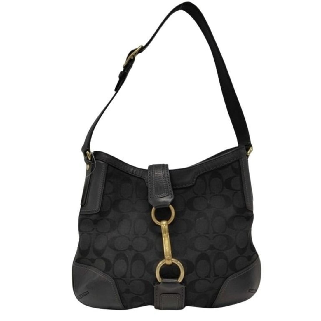COACH Signature Handbag 11058 Black Canvas Leather Women's: --- Catalog ---Category: SizeSize (HxWxD): 28cm x 30cm x 6cm / 11.02'' x 11.81'' x 2.36''Category: DesignType: Handbag, Shoulder bagColor: BlackStyle: EverydayGender: WomenMaterial: Canvas , Leather C
