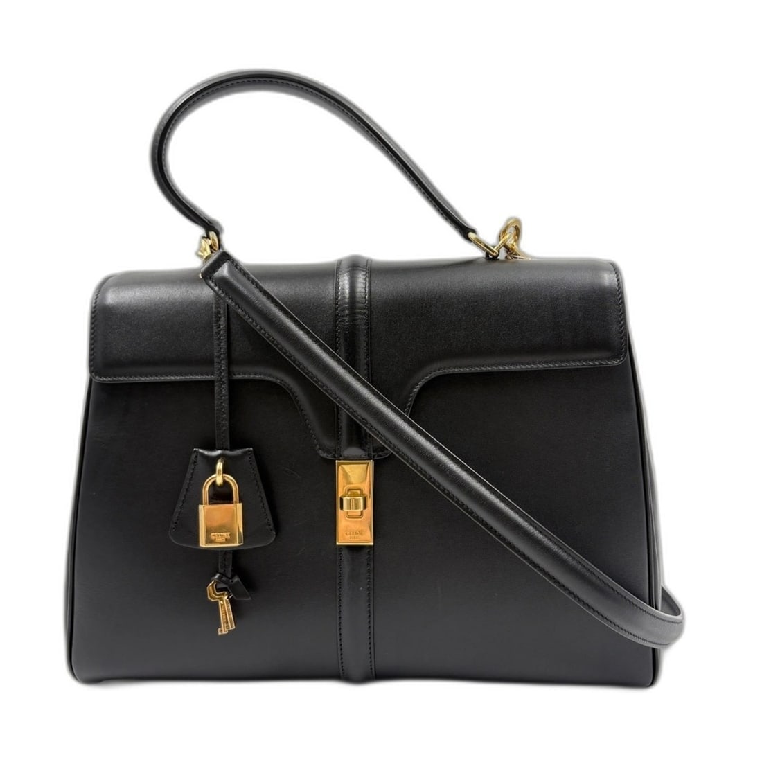 CELINE Seize Classic Handbag Shoulder Bag Black: --- Catalog ---Category: SizeHandle Drop: 12.00cm / 4.72''Size (HxWxD): 22cm x 32cm x 12cm / 8.66'' x 12.59'' x 4.72''Strap Length: 95cm - 98cm / 37.4'' - 38.58''Category: DesignType: Handbag, Shoulde